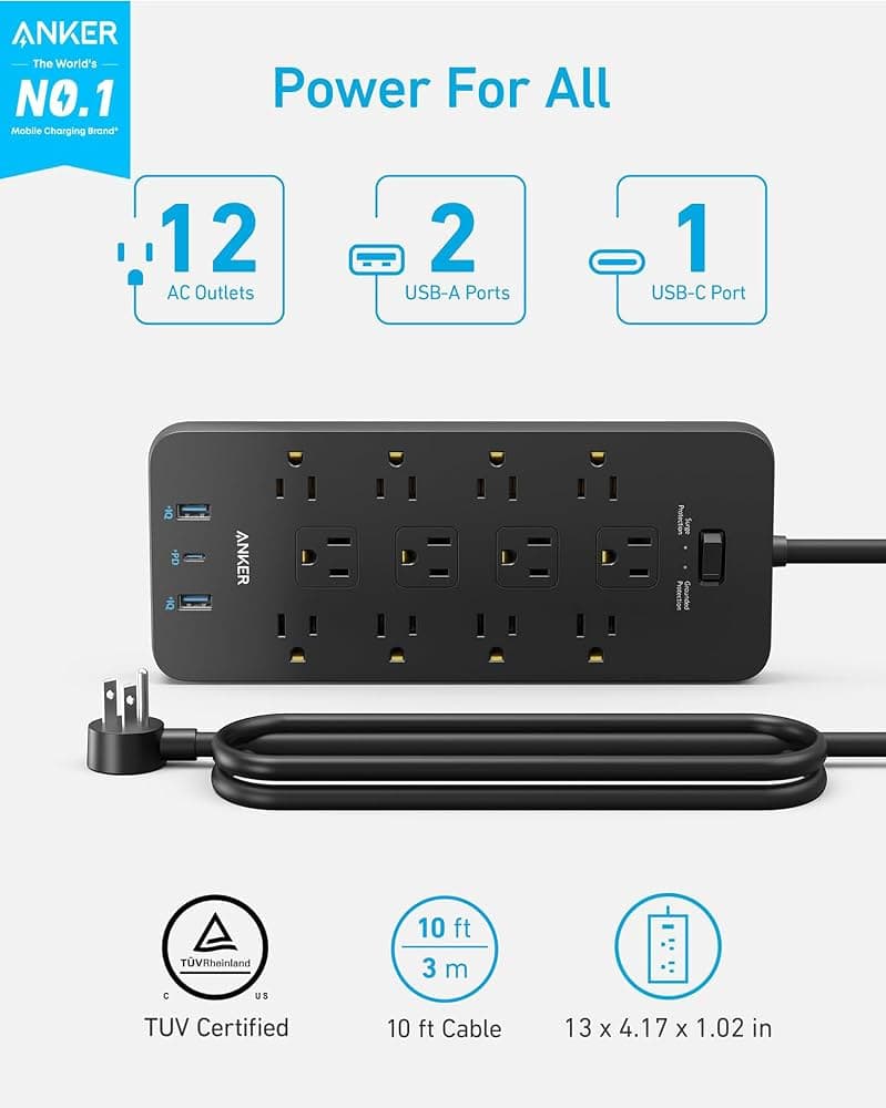 Anker Power Strip Surge Protector (12 Outlets, 2100J)